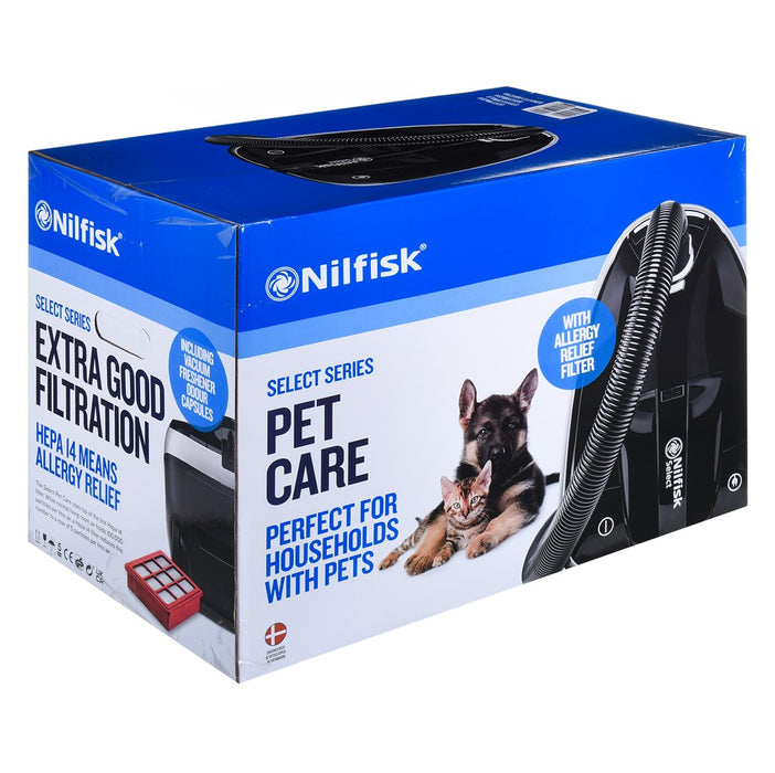 Прахосмукачка Nilfisk Select Pet Care Прахосмукачка с цилиндър 3.1 l 650 W Торба за прах Черна