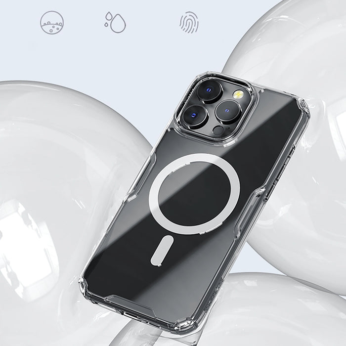 Nillkin Nature Pro магнитен калъф с MagSafe за iPhone 16 Pro - прозрачен и бял