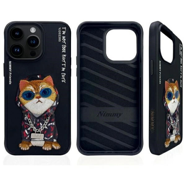 Nimmy Glasses Cool Cat Case за iPhone 15 Pro Max - черен