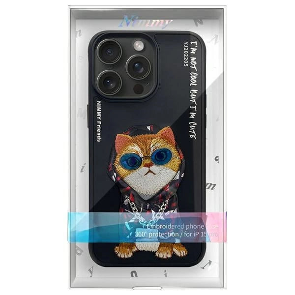 Nimmy Glasses Cool Cat Case за iPhone 15 Pro Max - черен