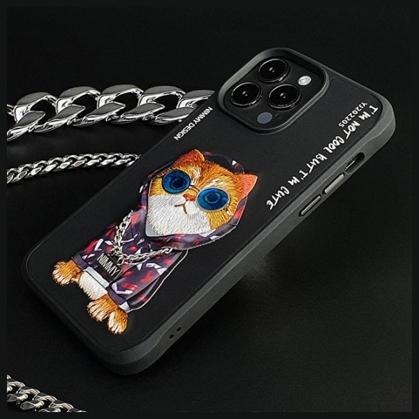 Nimmy Glasses Cool Cat Case за iPhone 15 Pro Max - черен