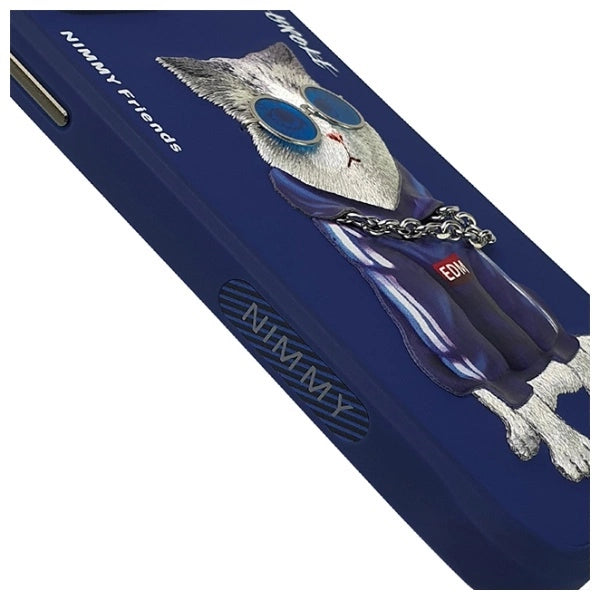 Калъф Nimmy Glasses Cool Cat за iPhone 15 Pro Max - син