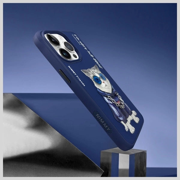 Калъф Nimmy Glasses Cool Cat за iPhone 15 Pro Max - син