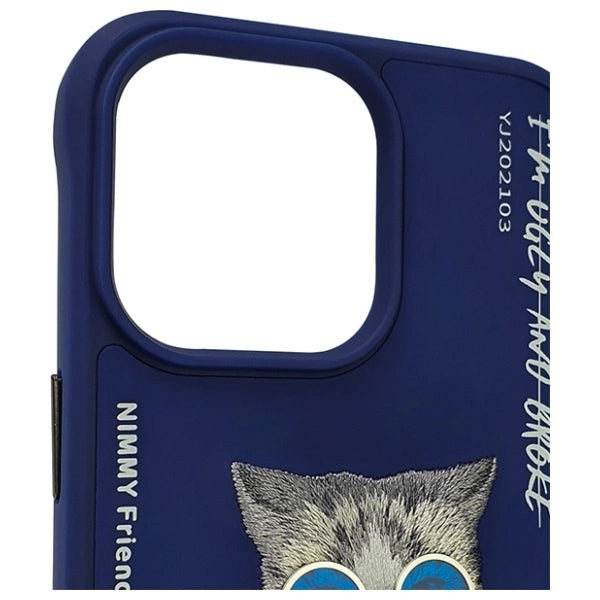 Калъф Nimmy Glasses Cool Cat за iPhone 15 Pro Max - син