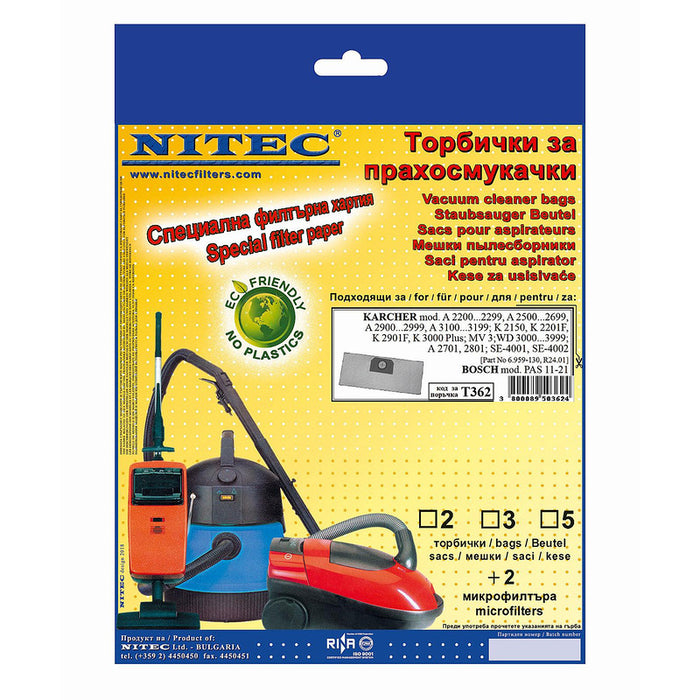Торбички NITEC за прахосмукачки WD3