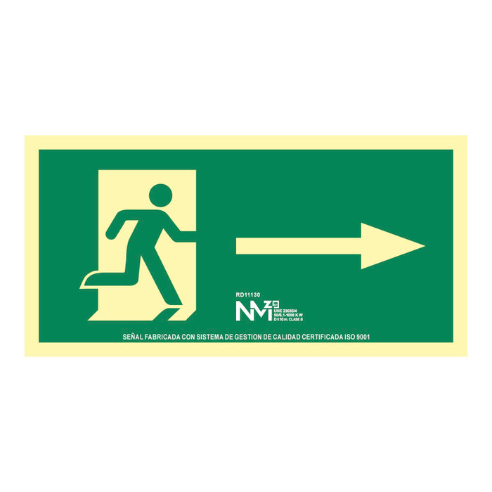 Плакат Normaluz Evacuación flecha derecha PVC 32 x 16 cm