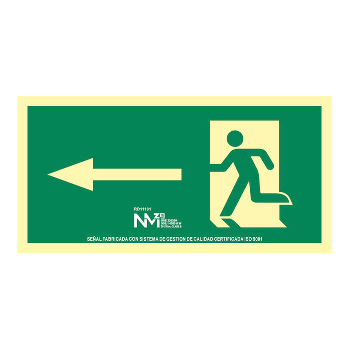 Плакат Normaluz Evacuación flecha izquierda PVC 32 x 16 cm