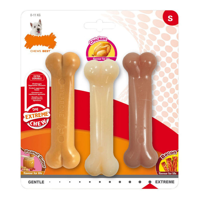 Гризалка за кучета Nylabone Extreme Chew Value Pack Bacon Фъстъчено масло Размер S Пиле Найлон (3 pcs)