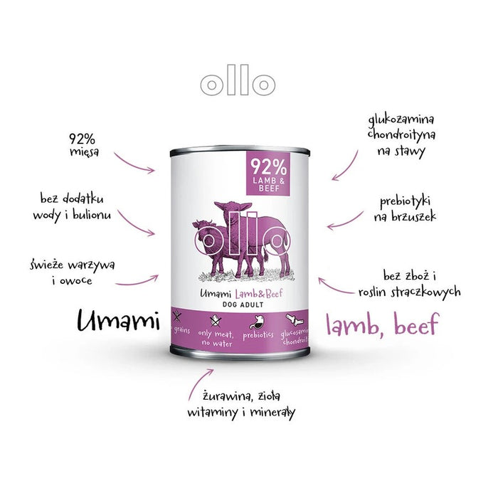 OLLO Umami Lamb and Beef – мокра храна за кучета – 400гр
