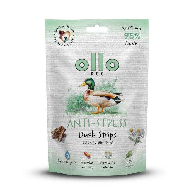 OLLO Air-Dried Anti-Stress Duck strips - лакомство за кучета - 80гр