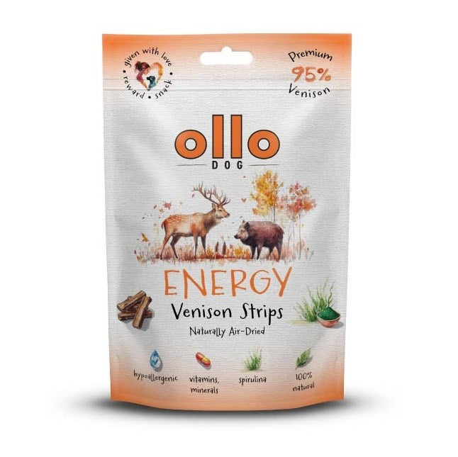 OLLO Air-Dried Energy Venison strips - лакомство за кучета - 80гр