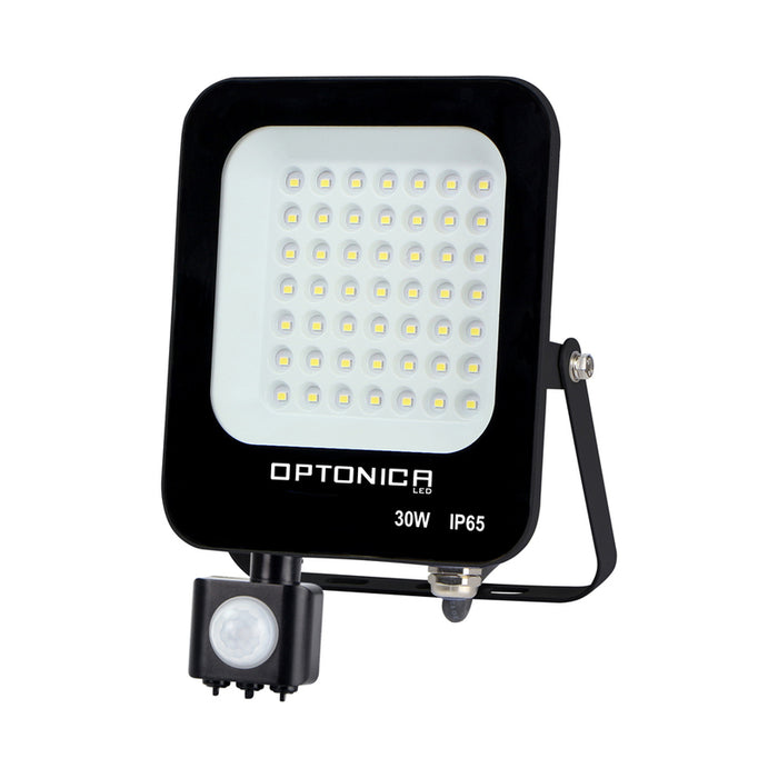 LED ПРОЖЕКТОР 30W 4500K 2700LM IP65 СЪС СЕНЗОР ЧЕРЕН OPTONICA