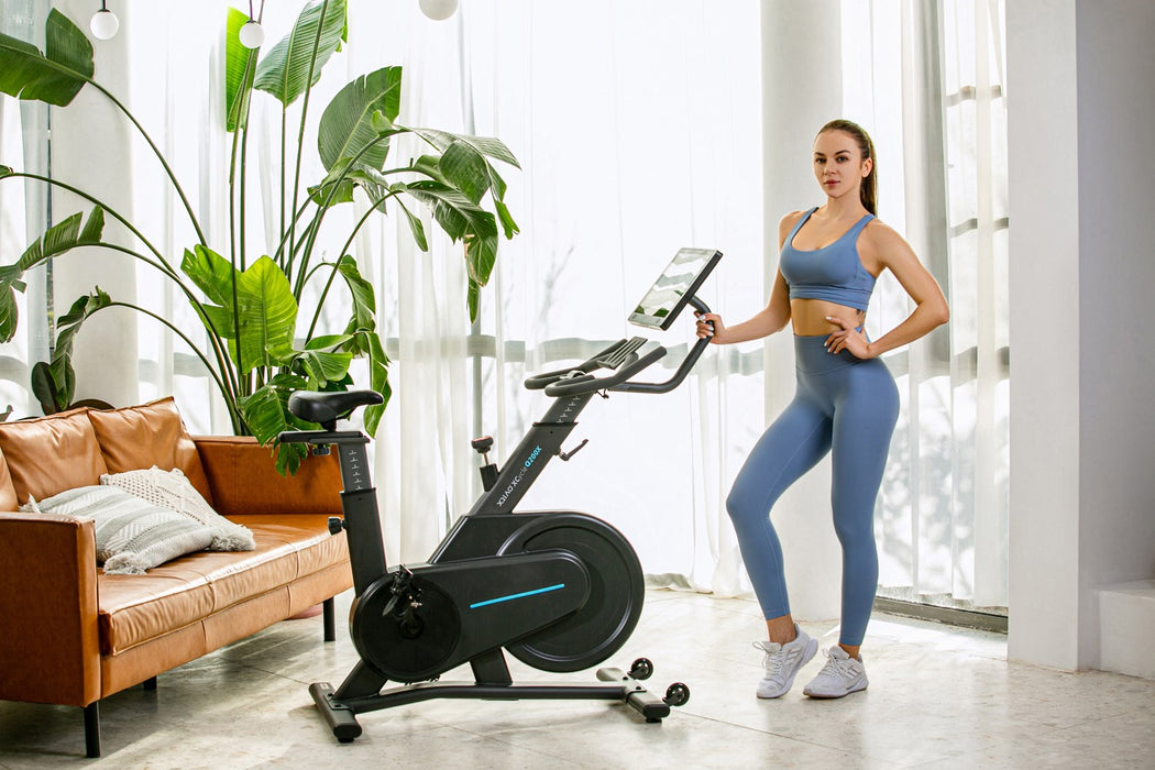 Велосипед OVICX, стационарен магнитен Q200X с 15,6" TFT сензорен екран, WIFI bluetooth и приложение