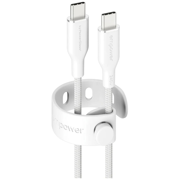 Кабел PanzerGlass empower by PanzerGlass Racing 240W USB-C за USB-C 1.2m, сребристо-черен