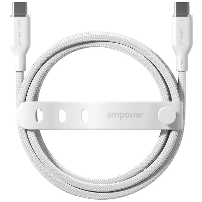 Кабел PanzerGlass empower by PanzerGlass Racing 240W USB-C за USB-C 1.2m, сребристо-черен