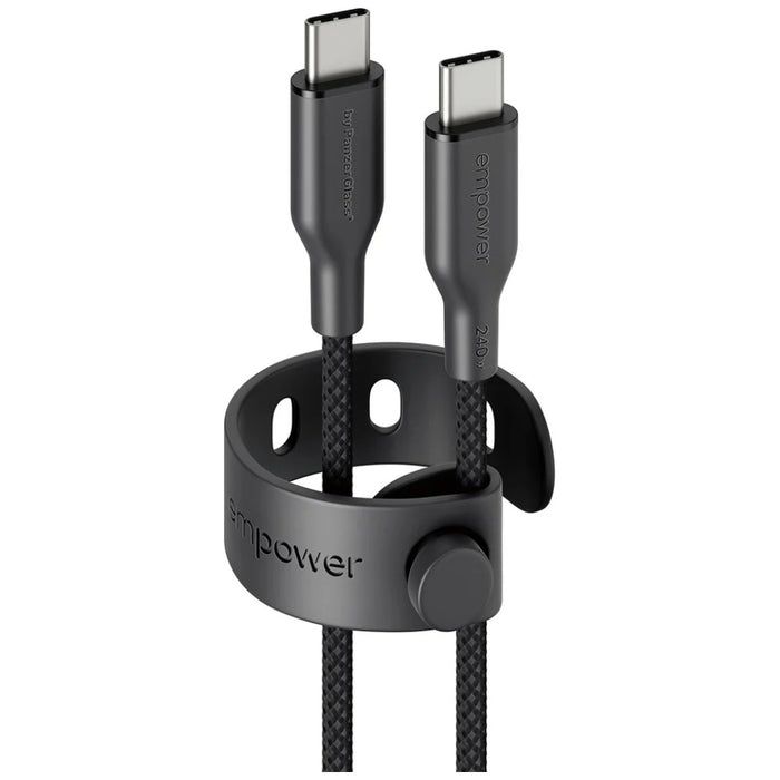 Кабел PanzerGlass empower by PanzerGlass Racing 240W USB-C за USB-C, 2m, черен