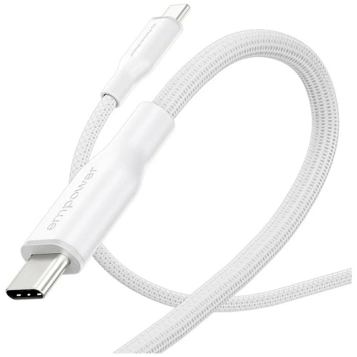 Кабел PanzerGlass empower by Racing 60W за USB-C, 2 m, сребристо-бял