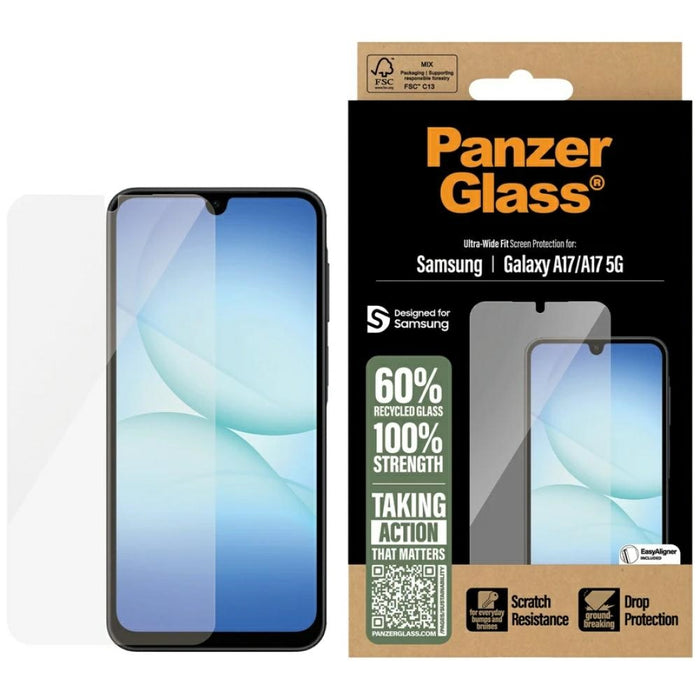 Защитно стъкло PanzerGlass Ultra-Wide Fit EasyAligner за Samsung Galaxy A17, закалено