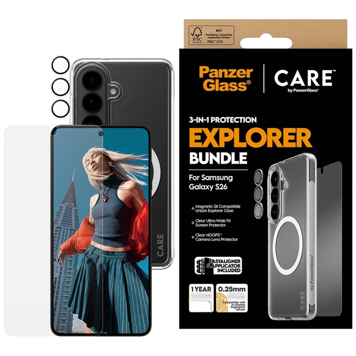 Защитен комплект PanzerGlass CARE by PanzerGlass 3в1 (калъф + стъкло + защита на обектив) за Samsung Galaxy S26