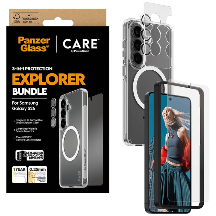 Защитен комплект PanzerGlass CARE by PanzerGlass 3в1 (калъф + стъкло + защита на обектив) за Samsung Galaxy S26