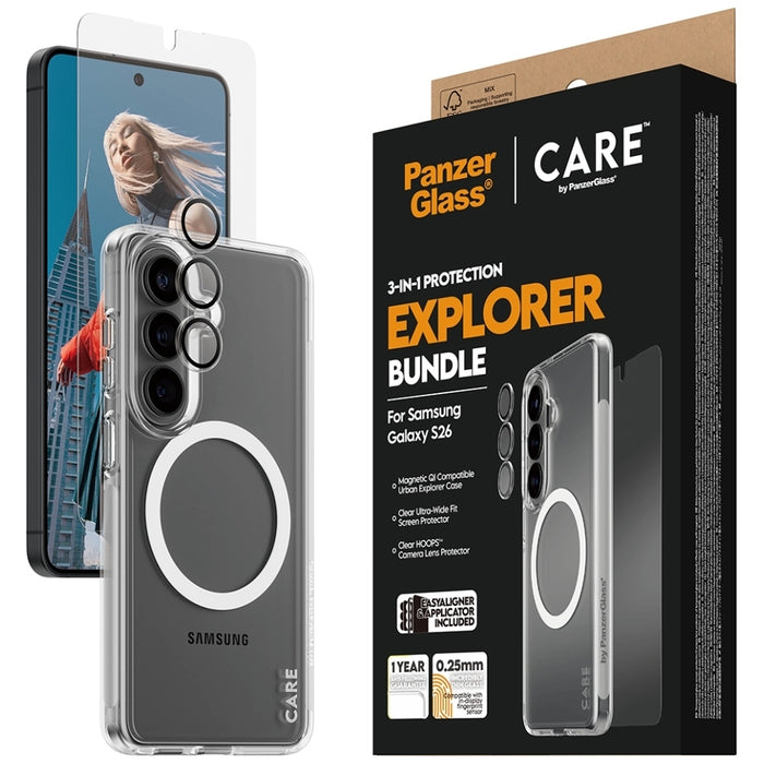 Защитен комплект PanzerGlass CARE by PanzerGlass 3в1 (калъф + стъкло + защита на обектив) за Samsung Galaxy S26