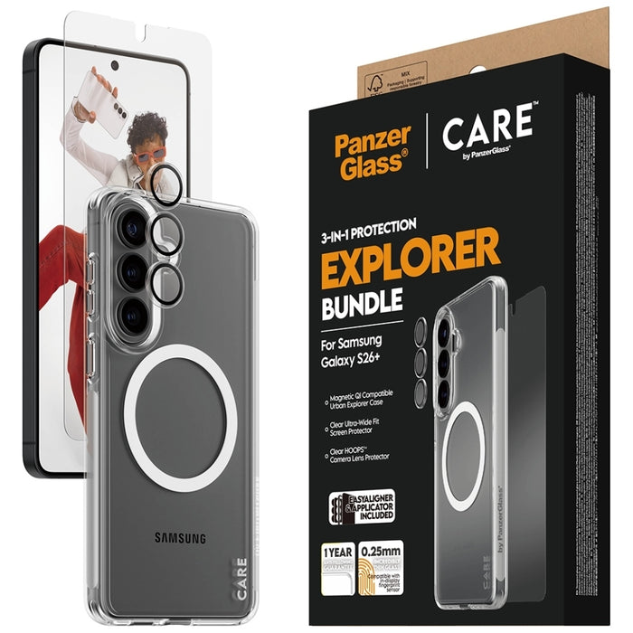 Защитен комплект PanzerGlass CARE by PanzerGlass 3в1 (калъф + стъкло + протектор за обектив) за Samsung Galaxy S26+