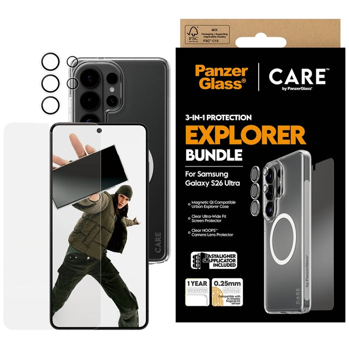 Защитен комплект PanzerGlass CARE by PanzerGlass 3в1 (калъф + стъкло + защита на обектив) за Samsung Galaxy S26 Ultra