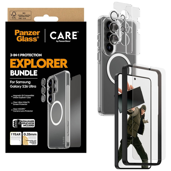 Защитен комплект PanzerGlass CARE by PanzerGlass 3в1 (калъф + стъкло + защита на обектив) за Samsung Galaxy S26 Ultra