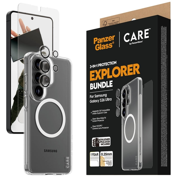 Защитен комплект PanzerGlass CARE by PanzerGlass 3в1 (калъф + стъкло + защита на обектив) за Samsung Galaxy S26 Ultra