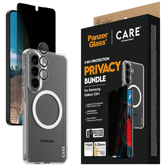 Защитен комплект PanzerGlass CARE Privacy 3в1 калъф+стъкло+лещи за Samsung Galaxy S26+
