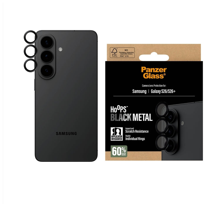 Защитно стъкло PanzerGlass Hoops Lens Protector за Samsung Galaxy S26 / S26+, черно