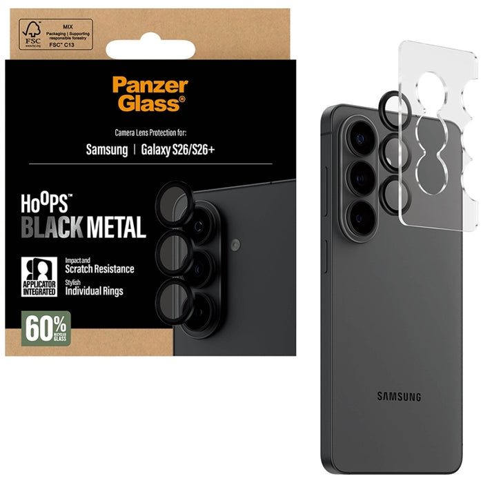 Защитно стъкло PanzerGlass Hoops Lens Protector за Samsung Galaxy S26 / S26+, черно