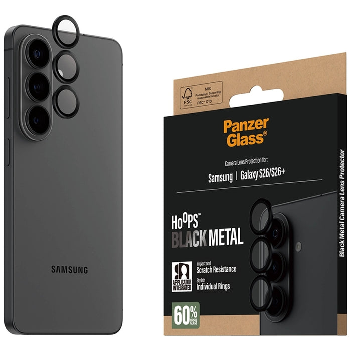 Защитно стъкло PanzerGlass Hoops Lens Protector за Samsung Galaxy S26 / S26+, черно