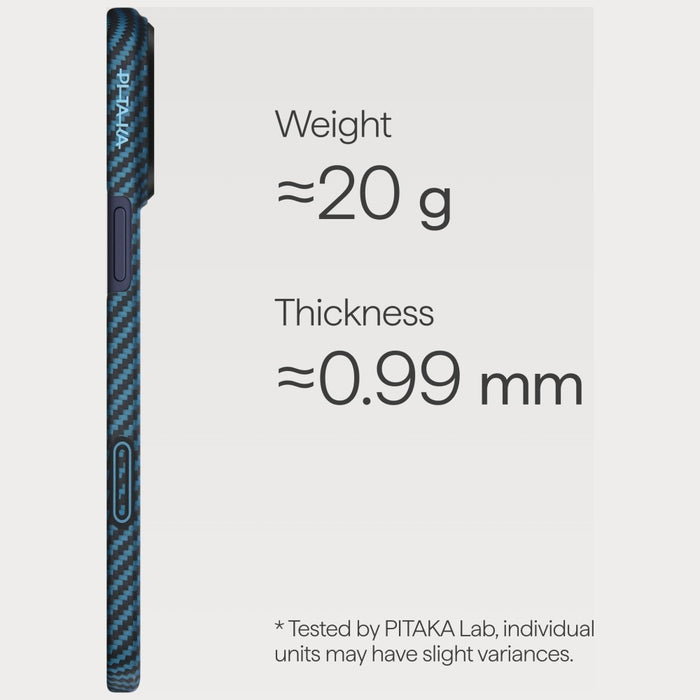 Калъф PITAKA Ultra-Slim MagSafe за iPhone 17 Pro, черно-синьо