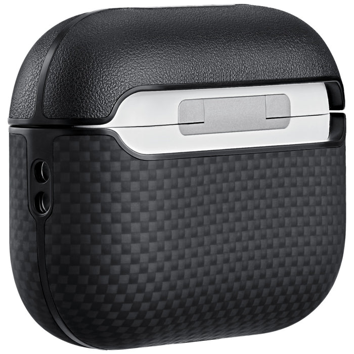 Калъф PITAKA Aramid Fiber за AirPods Pro 3, черно-сив