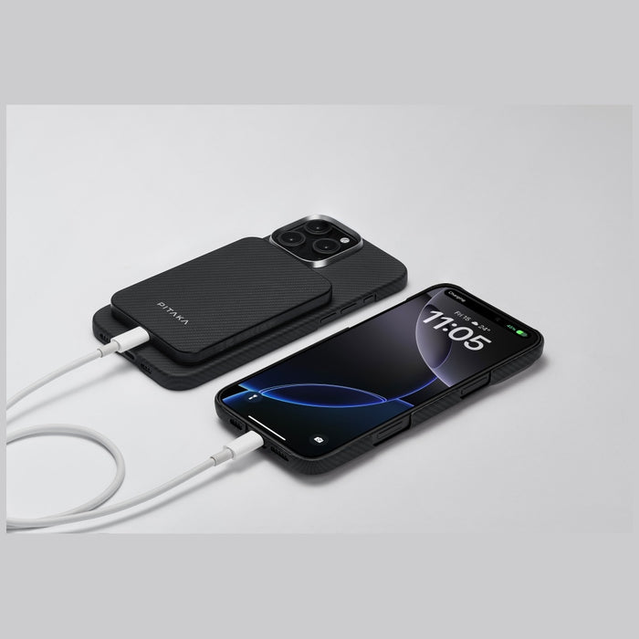 Powerbank PITAKA Aramid Fiber M0 Qi2 MagSafe, черно-сив