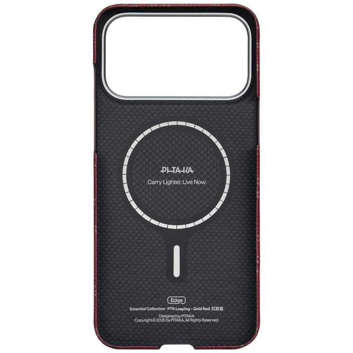 Калъф PITAKA Ultra-Slim Monogram MagSafe за iPhone 17 Pro, златно-червен