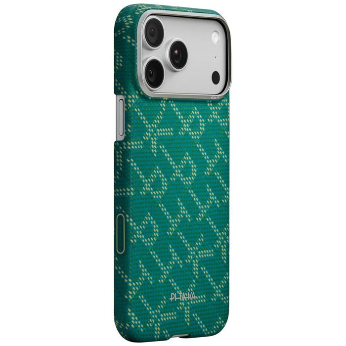 Калъф PITAKA Ultra-Slim Monogram MagSafe за iPhone 17 Pro, златно-зелен