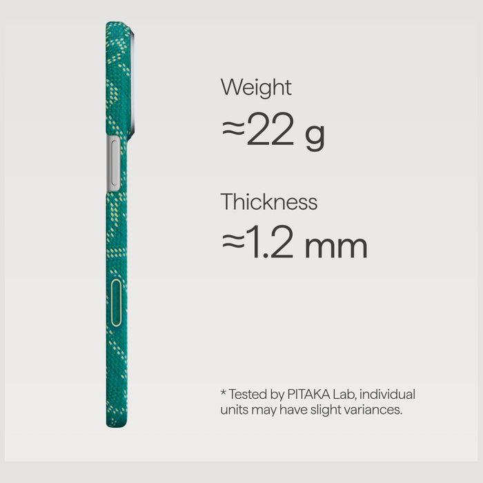Калъф PITAKA Ultra-Slim Monogram MagSafe за iPhone 17 Pro, златно-зелен
