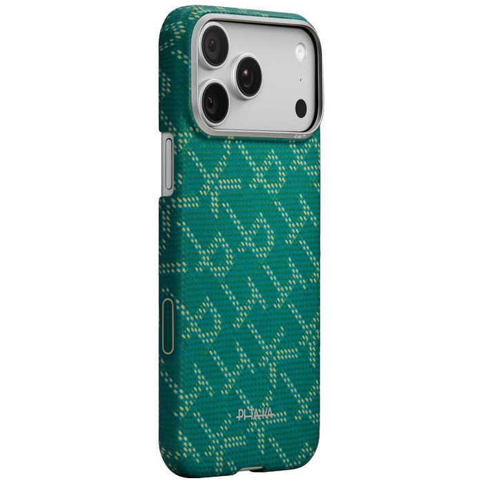 Калъф PITAKA Ultra-Slim Monogram MagSafe за iPhone 17 Pro, златно-зелен