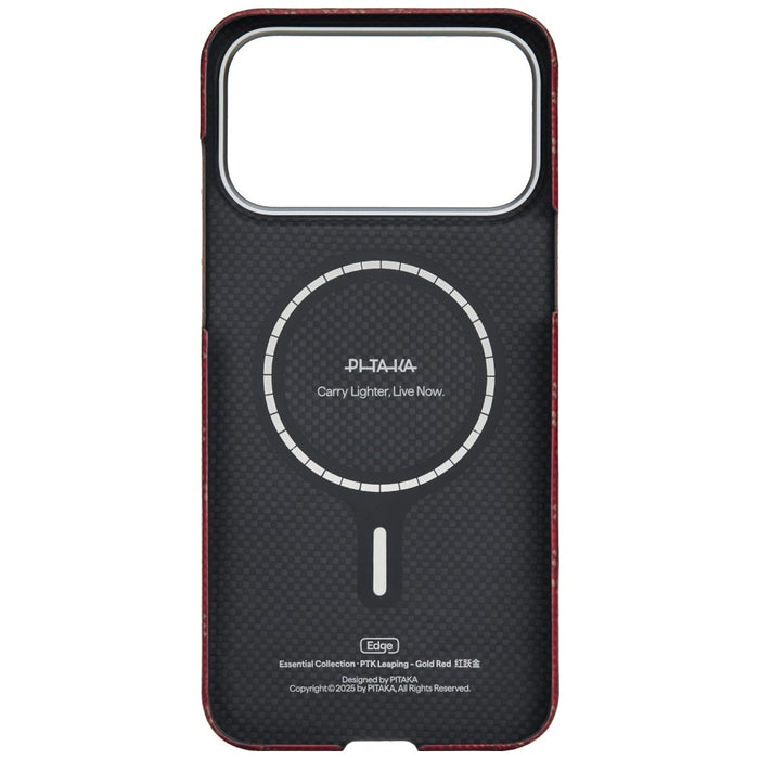 Калъф PITAKA Ultra-Slim Monogram MagSafe за iPhone 17 Pro Max, златен/червен