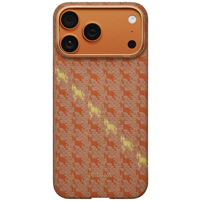 Калъф PITAKA Happiness Rides Edge Case MagSafe за iPhone 17 Pro Max, кехлибарен