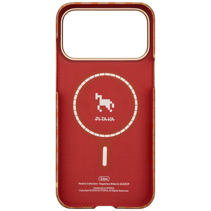 Калъф PITAKA Happiness Rides Edge Case MagSafe за iPhone 17 Pro Max, кехлибарен