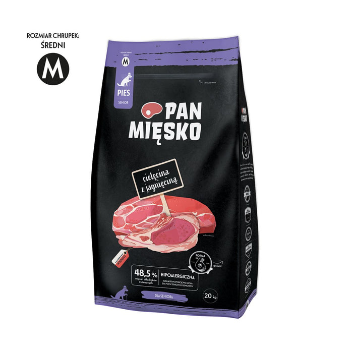 PAN MIĘSKO Телешко с агнешко Senior Crunchy M - Суха храна за кучета - 20 кг