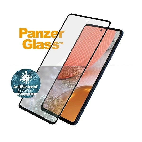 PanzerGlass E2E Microfracture антибактериално стъкло за Samsung Galaxy A72 - с черна рамка