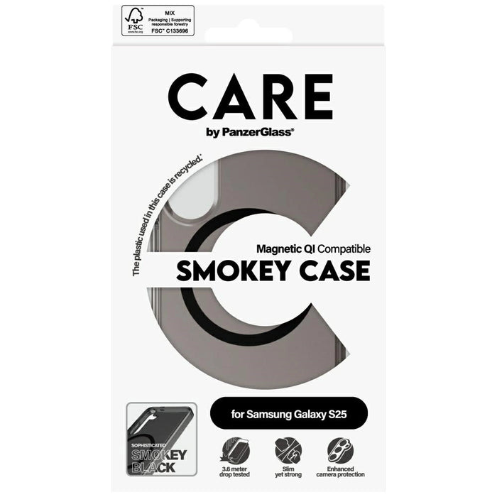 CARE by PanzerGlass Flagship Urban Combat черен QI калъф за Samsung Galaxy S25 - полупрозрачен Smoke