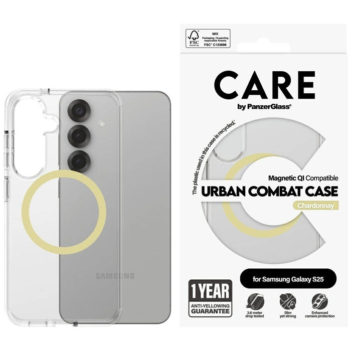 CARE by PanzerGlass Flagship Urban Combat Chardonnay QI калъф за Samsung Galaxy S25 - прозрачен
