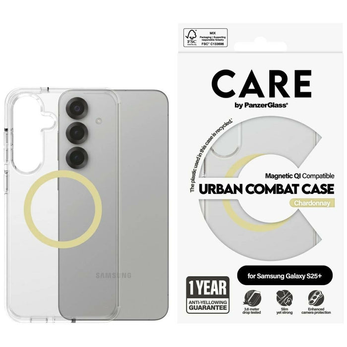 CARE by PanzerGlass Flagship Urban Combat Chardonnay QI калъф за Samsung Galaxy S25+ - прозрачен