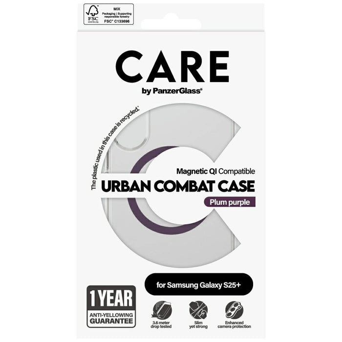 CARE by PanzerGlass Flagship Urban Combat Purple QI калъф за Samsung Galaxy S25+ - прозрачен