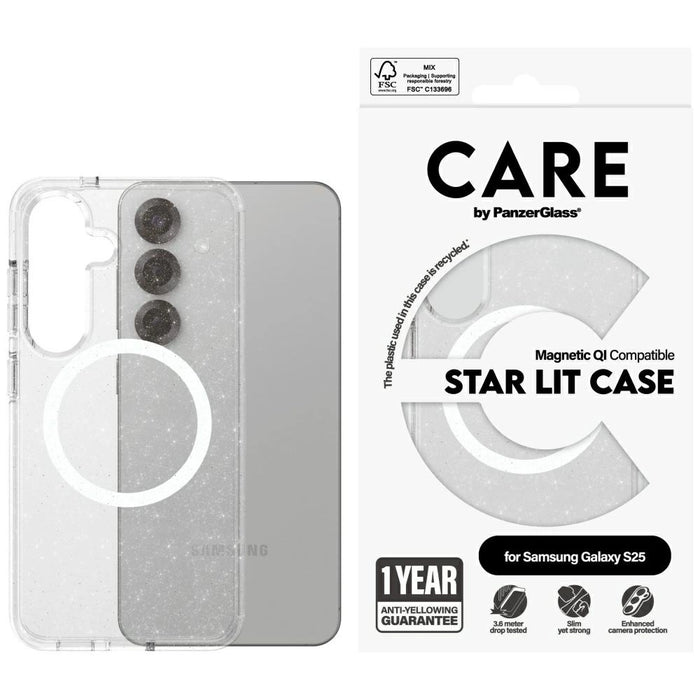 CARE by PanzerGlass Flagship Urban Combat Starlight White QI калъф за Samsung Galaxy S25 - прозрачен